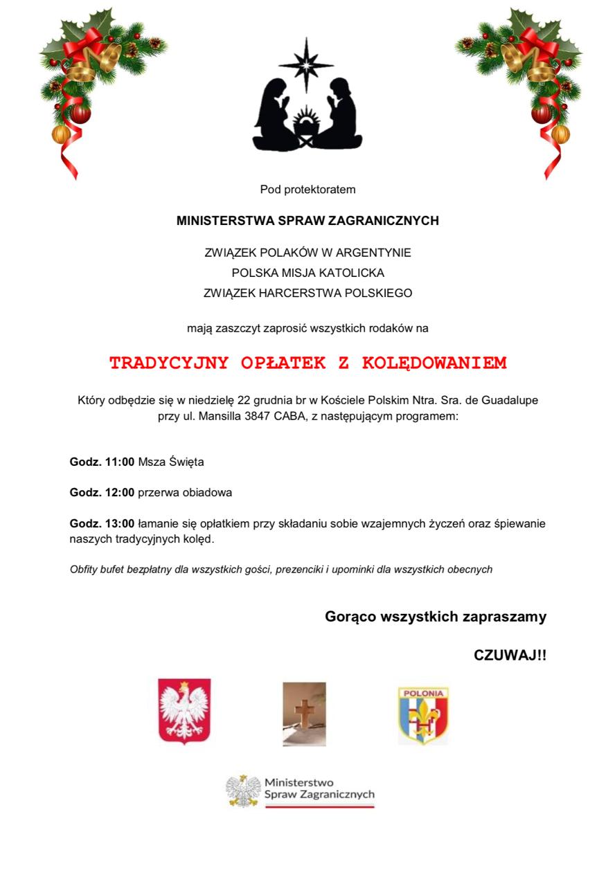 Tradicional opłatek con villancicos